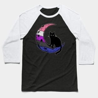 Genderfluid Cat Moon Baseball T-Shirt